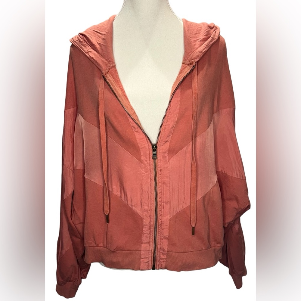 OVERSIZED XS Victoria's Secret PINK Sport Zip Hoodie Jacket Slouchy peach color